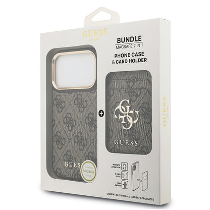 iPhone 17 Pro Kılıf Guess Orjinal Lisanslı M-safe Şarj Özellikli 4G Metal Büyük Logolu Kartlıklı Kılıf