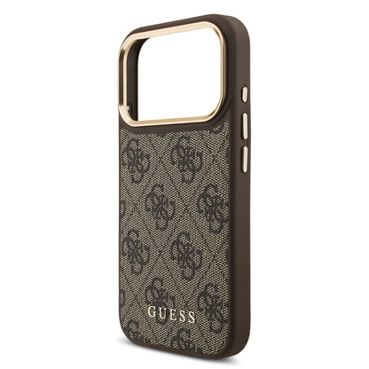 iPhone 17 Pro Kılıf Guess Orjinal Lisanslı M-safe Şarj Özellikli 4G Metal Büyük Logolu Kartlıklı Kılıf