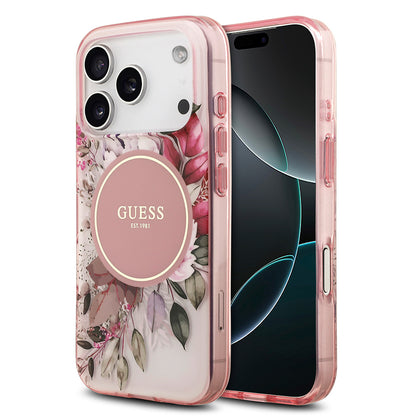 iPhone 17 Pro Kılıf Guess Orjinal Lisanslı M-safe Şarj Özellikli Flower Tonal Circle Kılıf