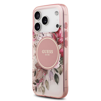 iPhone 17 Pro Kılıf Guess Orjinal Lisanslı M-safe Şarj Özellikli Flower Tonal Circle Kılıf