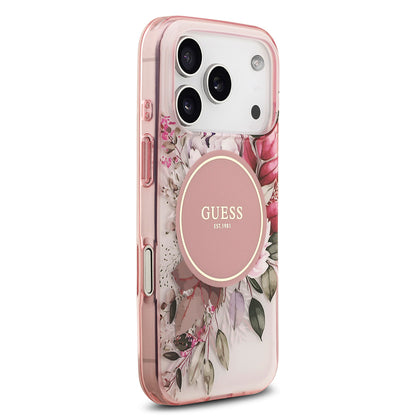 iPhone 17 Pro Kılıf Guess Orjinal Lisanslı M-safe Şarj Özellikli Flower Tonal Circle Kılıf