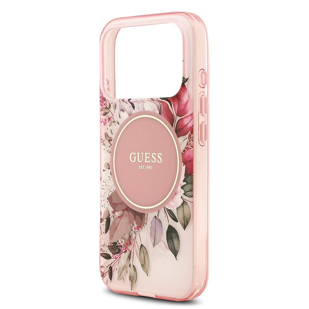 iPhone 17 Pro Kılıf Guess Orjinal Lisanslı M-safe Şarj Özellikli Flower Tonal Circle Kılıf
