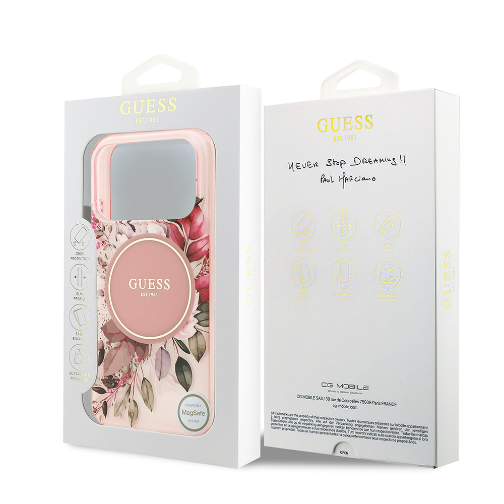 iPhone 17 Pro Kılıf Guess Orjinal Lisanslı M-safe Şarj Özellikli Flower Tonal Circle Kılıf