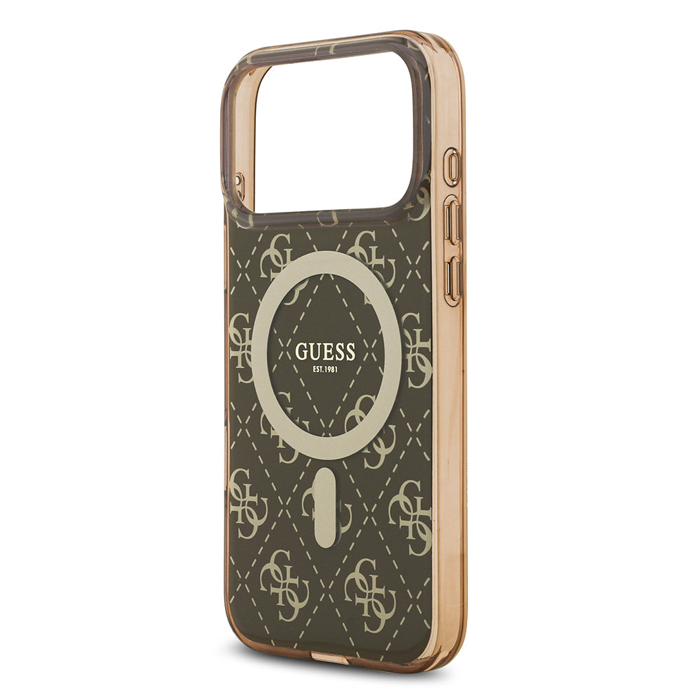 iPhone 17 Pro Kılıf Guess Orjinal Lisanslı M-safe Şarj Özellikli IML Baskılı Klasik Logolu 4G Desenli Kılıf