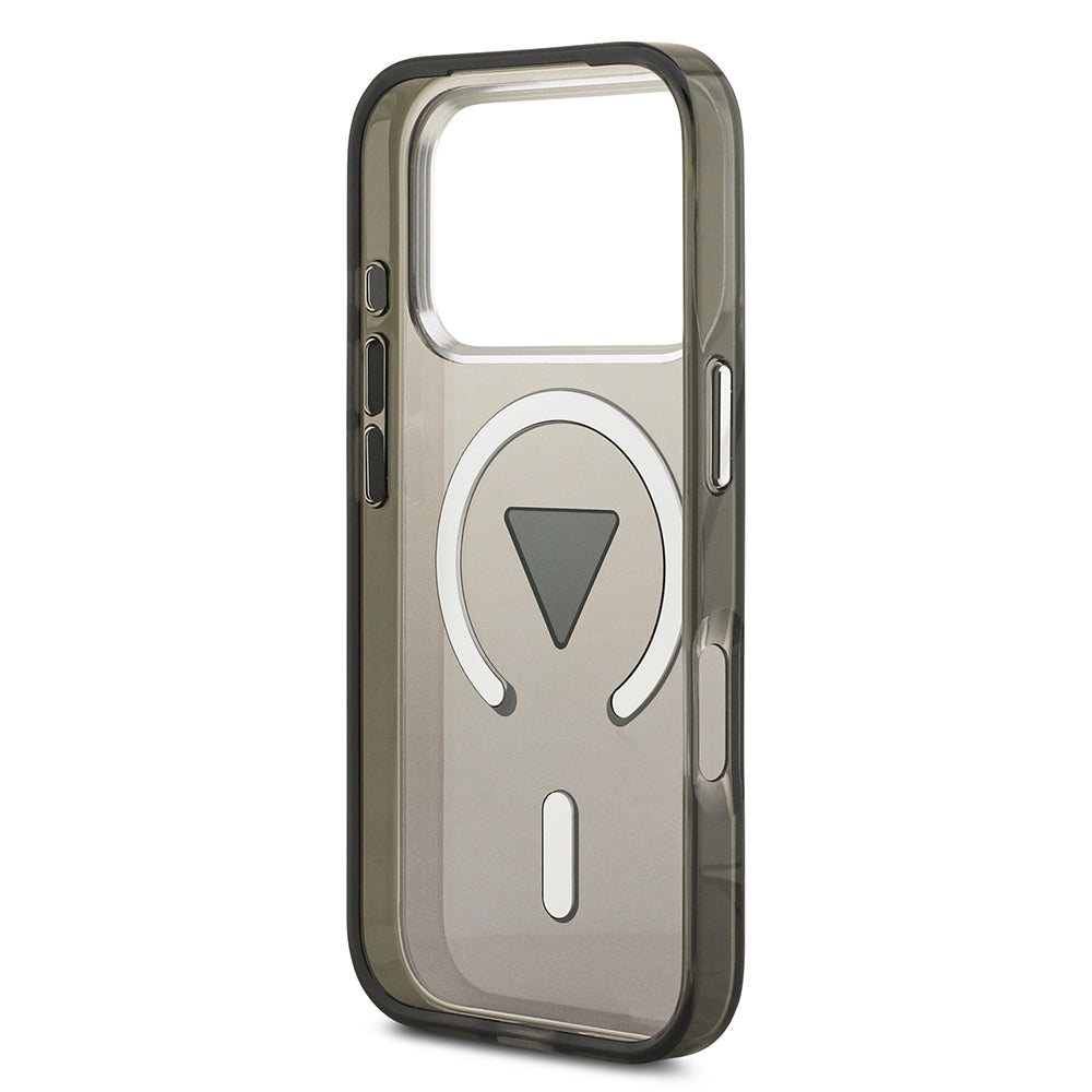 iPhone 17 Pro Kılıf Guess Orjinal Lisanslı M-safe Şarj Özellikli IML Baskılı Üçgen Logolu Metal Kamera Çerçeveli Kılıf