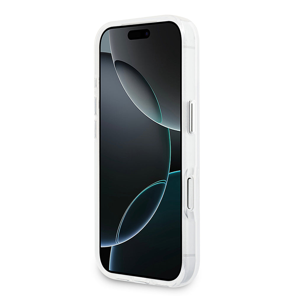 iPhone 17 Pro Kılıf Guess Orjinal Lisanslı M-safe Şarj Özellikli IML Baskılı Üçgen Logolu Metal Kamera Çerçeveli Kılıf