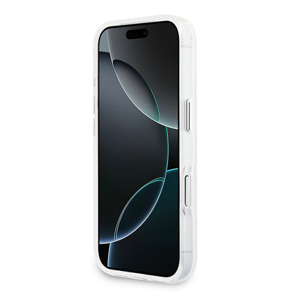 iPhone 17 Pro Kılıf Guess Orjinal Lisanslı M-safe Şarj Özellikli IML Baskılı Üçgen Logolu Metal Kamera Çerçeveli Kılıf