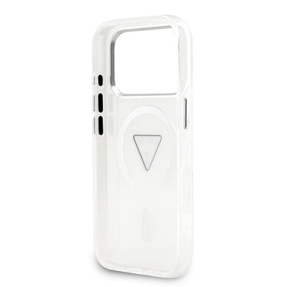 iPhone 17 Pro Kılıf Guess Orjinal Lisanslı M-safe Şarj Özellikli IML Baskılı Üçgen Logolu Metal Kamera Çerçeveli Kılıf