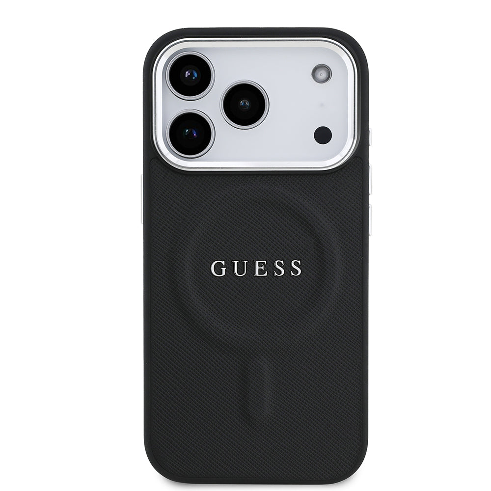 iPhone 17 Pro Kılıf Guess Orjinal Lisanslı M-safe Şarj Özellikli Klasik Yazı Logolu PU Deri Kılıf