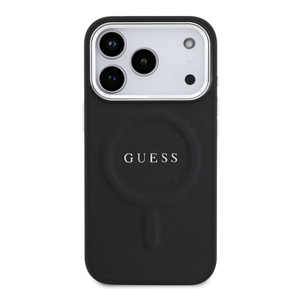 iPhone 17 Pro Kılıf Guess Orjinal Lisanslı M-safe Şarj Özellikli Klasik Yazı Logolu PU Deri Kılıf