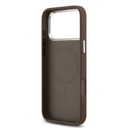 iPhone 17 Pro Kılıf Guess Orjinal Lisanslı M-safe Şarj Özellikli Klasik Yazı Logolu PU Deri Kılıf