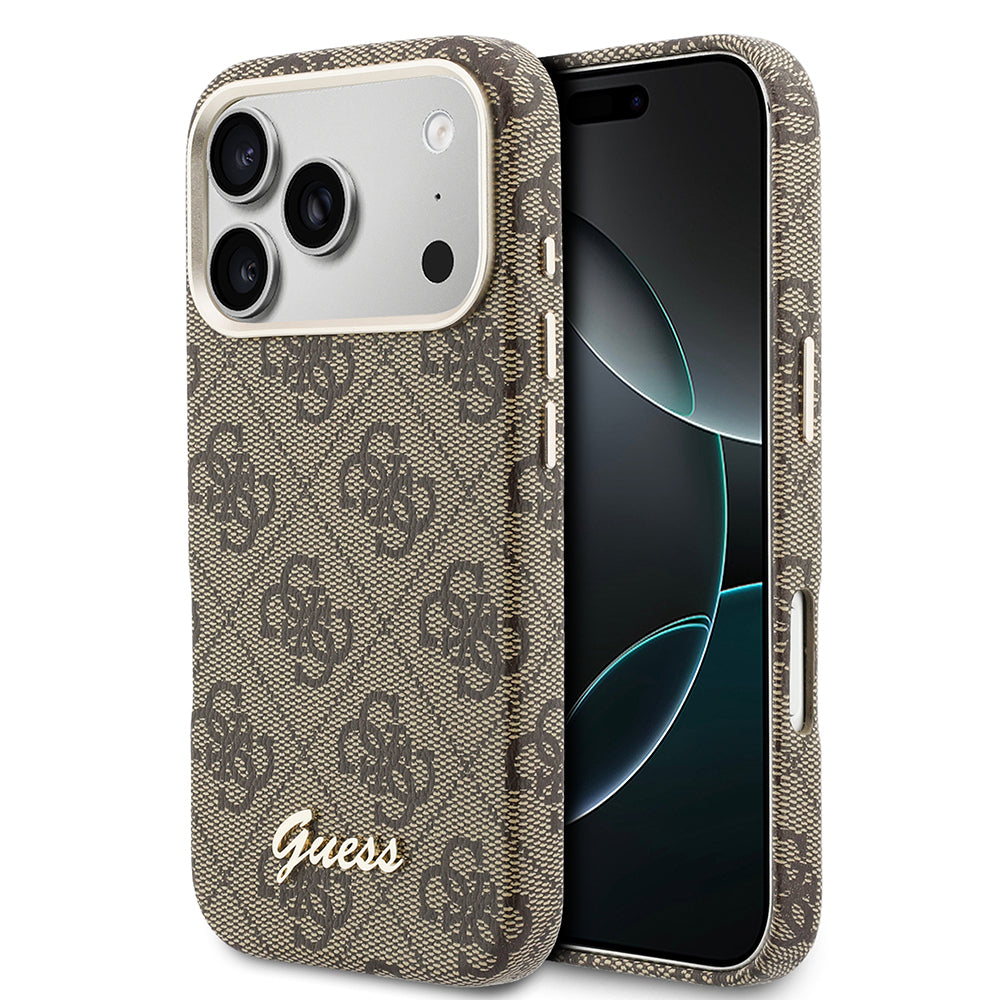 Apple iPhone 17 Pro Kılıf Guess Orjinal Lisanslı M-safe Şarj Özellikli Script Yazı Logolu 4G Desenli Kapak