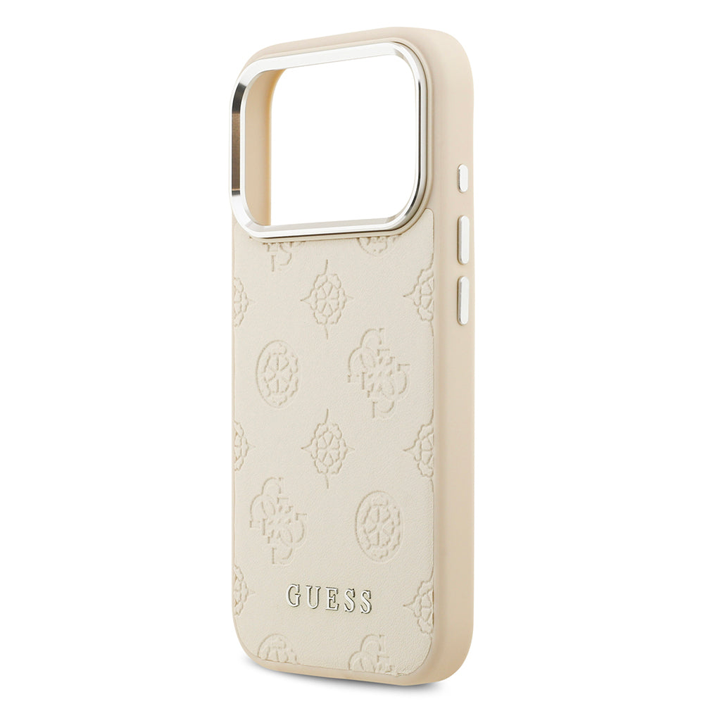 iPhone 17 Pro Kılıf Guess Orjinal Lisanslı M-safe Şarj Özellikli Sıcak Baskılı Klasik Yazı Logolu PU Deri Peony Kılıf
