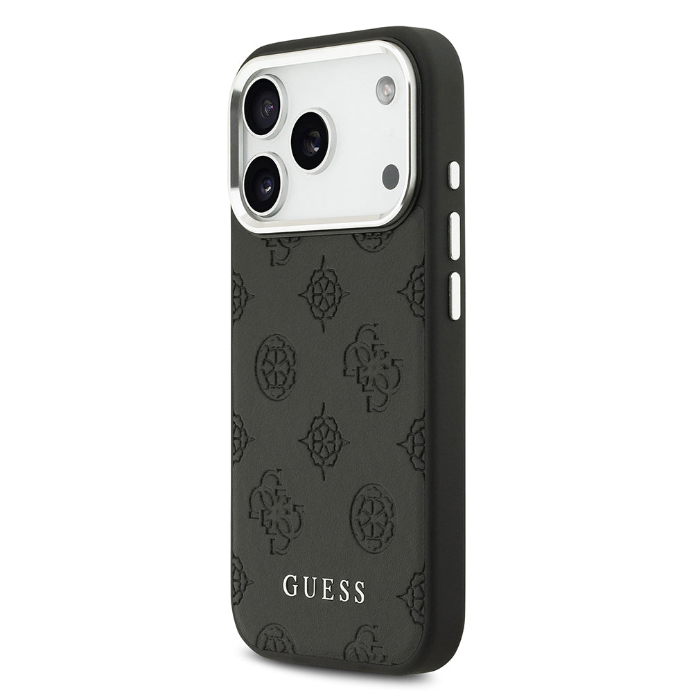 iPhone 17 Pro Kılıf Guess Orjinal Lisanslı M-safe Şarj Özellikli Sıcak Baskılı Klasik Yazı Logolu PU Deri Peony Kılıf