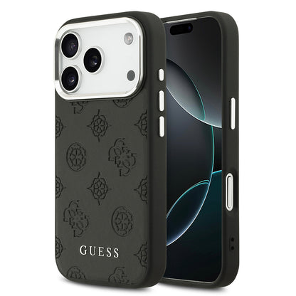 iPhone 17 Pro Kılıf Guess Orjinal Lisanslı M-safe Şarj Özellikli Sıcak Baskılı Klasik Yazı Logolu PU Deri Peony Kılıf