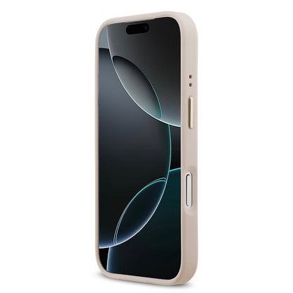 iPhone 17 Pro Kılıf Guess Orjinal Lisanslı M-safe Şarj Özellikli Sıcak Baskılı Yazı Logolu PU Deri Peony Kılıf