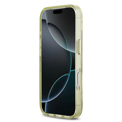 iPhone 17 Pro Kılıf Guess Orjinal Lisanslı M-safe Şarj Özellikli Simli Çiçek Desenli Metal Kamera Çerçeveli Üçgen Logolu Kılıf