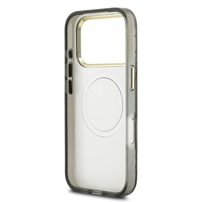 iPhone 17 Pro Kılıf Guess Orjinal Lisanslı M-safe Şarj Özellikli Simli Çiçek Desenli Metal Kamera Çerçeveli Üçgen Logolu Kılıf