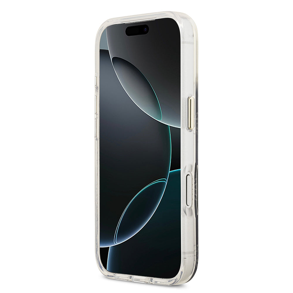 iPhone 17 Pro Kılıf Guess Orjinal Lisanslı M-safe Şarj Özellikli Simli Peony Desenli Silikon Kılıf