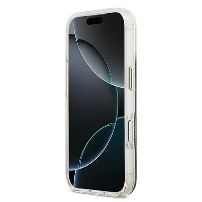 iPhone 17 Pro Kılıf Guess Orjinal Lisanslı M-safe Şarj Özellikli Simli Peony Desenli Silikon Kılıf