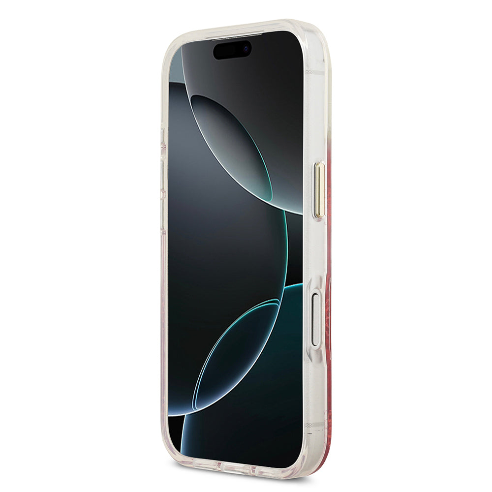 iPhone 17 Pro Kılıf Guess Orjinal Lisanslı M-safe Şarj Özellikli Simli Peony Desenli Silikon Kılıf