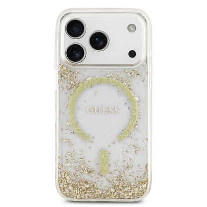 iPhone 17 Pro Kılıf Guess Orjinal Lisanslı M-safe Şarj Özellikli Transparan Resin Bottom Kılıf