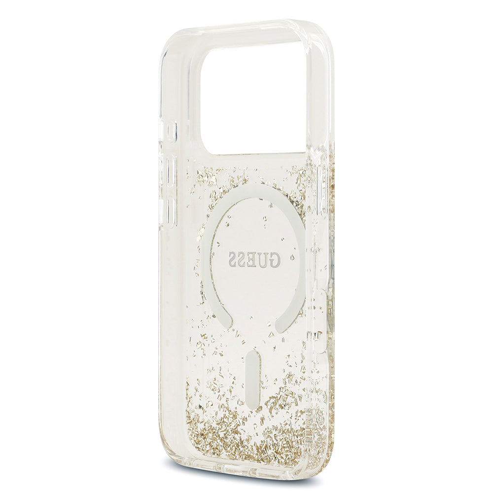 iPhone 17 Pro Kılıf Guess Orjinal Lisanslı M-safe Şarj Özellikli Transparan Resin Bottom Kılıf