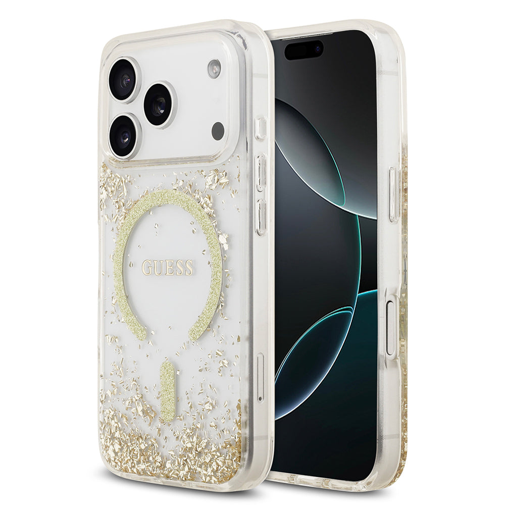 iPhone 17 Pro Kılıf Guess Orjinal Lisanslı M-safe Şarj Özellikli Transparan Resin Bottom Kılıf