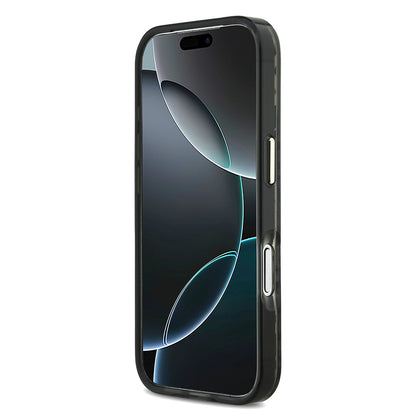 iPhone 17 Pro Kılıf Guess Orjinal Lisanslı M-safe Şarj Özellikli Üçgen Logolu Simli Leopar Desenli Kılıf