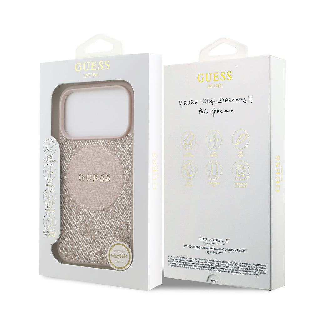 iPhone 17 Pro Kılıf Guess Orjinal Lisanslı M-safe Şarj Özellikli Yazı Logolu Circle Classic Kılıf