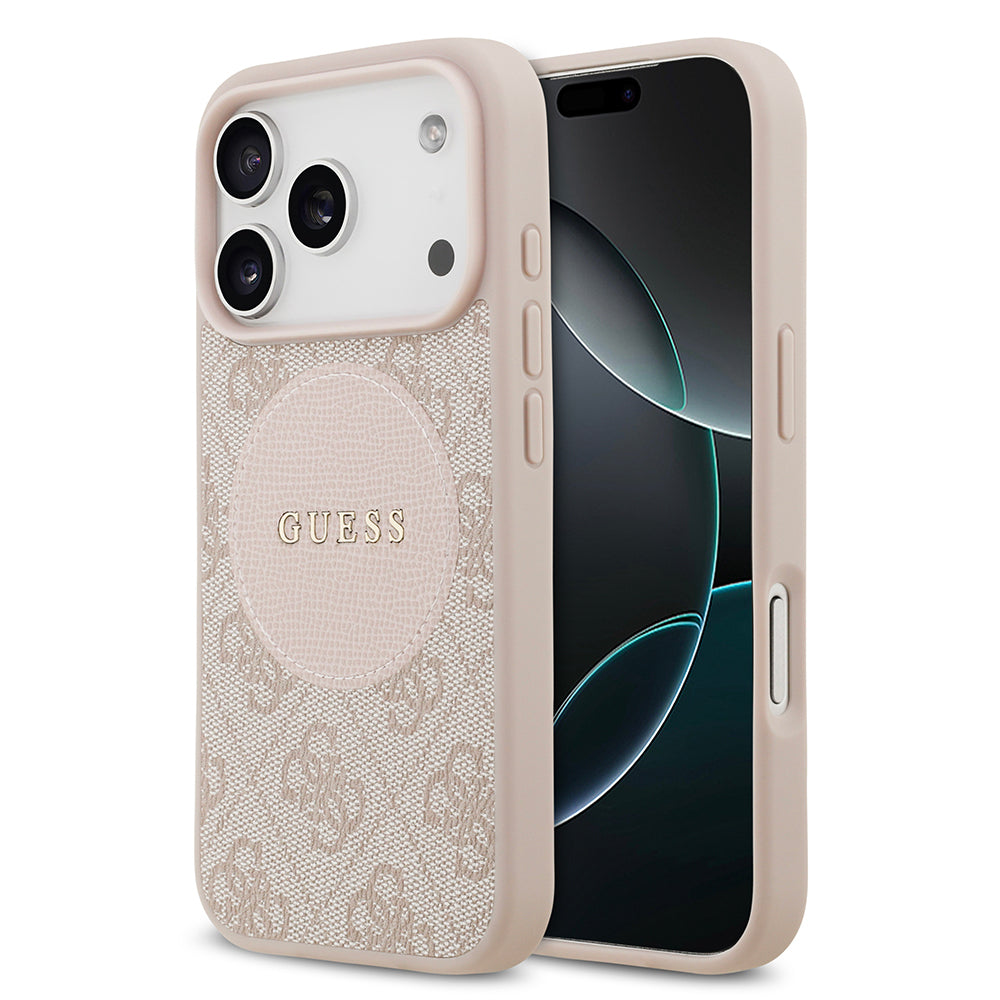 iPhone 17 Pro Kılıf Guess Orjinal Lisanslı M-safe Şarj Özellikli Yazı Logolu Circle Classic Kılıf