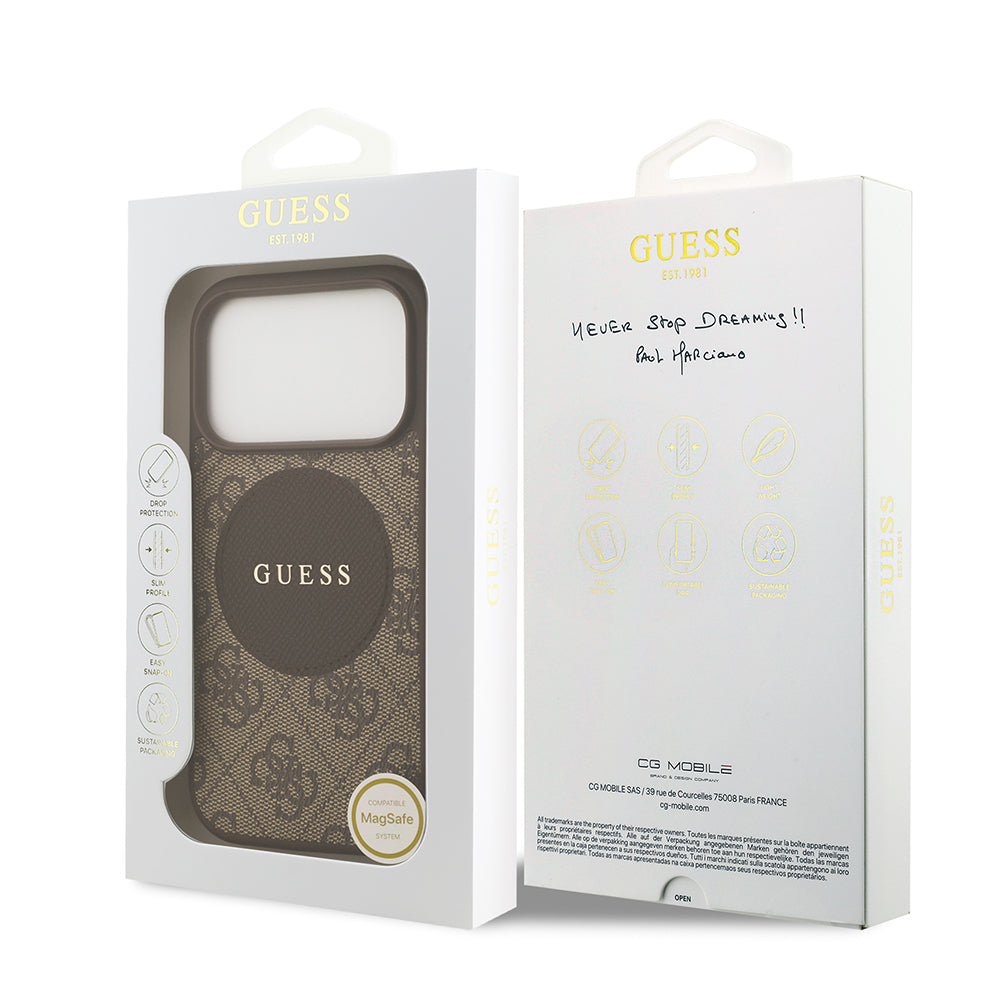 iPhone 17 Pro Kılıf Guess Orjinal Lisanslı M-safe Şarj Özellikli Yazı Logolu Circle Classic Kılıf