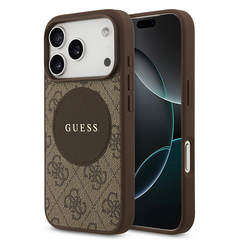 iPhone 17 Pro Kılıf Guess Orjinal Lisanslı M-safe Şarj Özellikli Yazı Logolu Circle Classic Kılıf