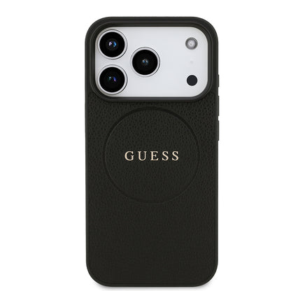 iPhone 17 Pro Kılıf Guess Orjinal Lisanslı M-safe Şarj Özellikli Yazı Logolu PU Deri Kılıf