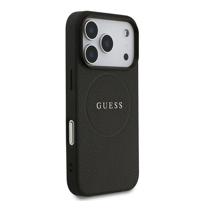 iPhone 17 Pro Kılıf Guess Orjinal Lisanslı M-safe Şarj Özellikli Yazı Logolu PU Deri Kılıf