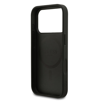 iPhone 17 Pro Kılıf Guess Orjinal Lisanslı M-safe Şarj Özellikli Yazı Logolu PU Deri Kılıf