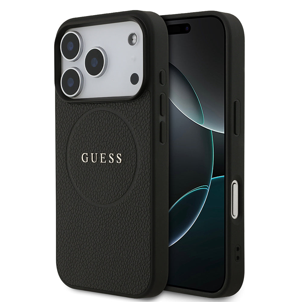 iPhone 17 Pro Kılıf Guess Orjinal Lisanslı M-safe Şarj Özellikli Yazı Logolu PU Deri Kılıf
