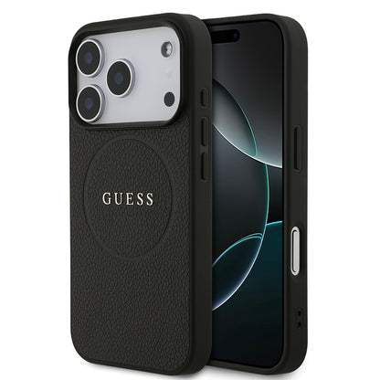 iPhone 17 Pro Kılıf Guess Orjinal Lisanslı M-safe Şarj Özellikli Yazı Logolu PU Deri Kılıf