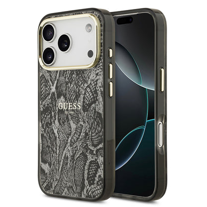iPhone 17 Pro Kılıf Guess Orjinal Lisanslı M-safe Şarj Özellikli Yazı Logolu Python Desenli Kılıf