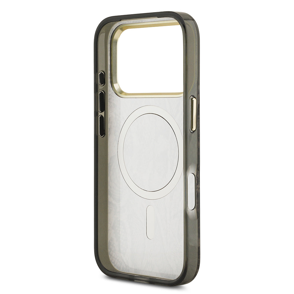 iPhone 17 Pro Kılıf Guess Orjinal Lisanslı M-safe Şarj Özellikli Yazı Logolu Python Desenli Kılıf