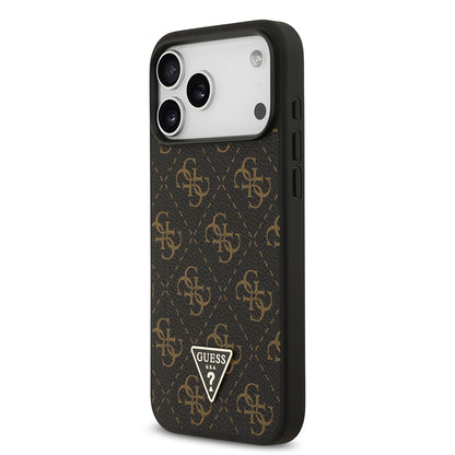 iPhone 17 Pro Kılıf Guess Orjinal Lisanslı PU Deri 4G Desenli Üçgen Logolu Kılıf