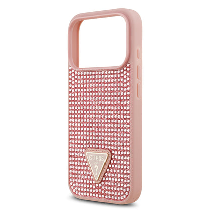 iPhone 17 Pro Kılıf Guess Orjinal Lisanslı Taşlı Arka Yüzey Üçgen Logolu Kılıf