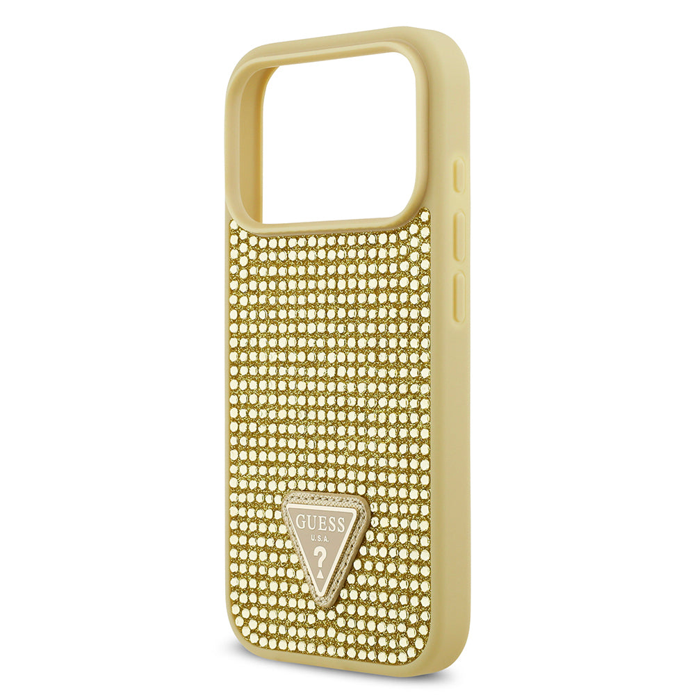 iPhone 17 Pro Kılıf Guess Orjinal Lisanslı Taşlı Arka Yüzey Üçgen Logolu Kılıf