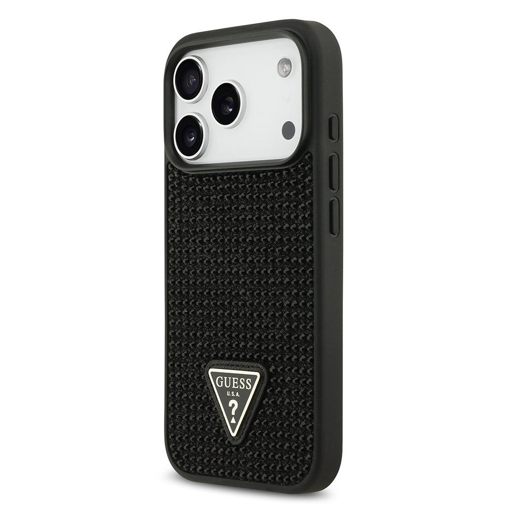 iPhone 17 Pro Kılıf Guess Orjinal Lisanslı Taşlı Arka Yüzey Üçgen Logolu Kılıf