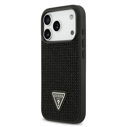 iPhone 17 Pro Kılıf Guess Orjinal Lisanslı Taşlı Arka Yüzey Üçgen Logolu Kılıf