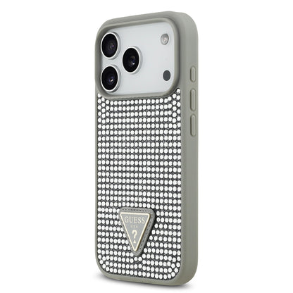 iPhone 17 Pro Kılıf Guess Orjinal Lisanslı Taşlı Arka Yüzey Üçgen Logolu Kılıf
