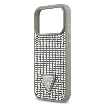iPhone 17 Pro Kılıf Guess Orjinal Lisanslı Taşlı Arka Yüzey Üçgen Logolu Kılıf