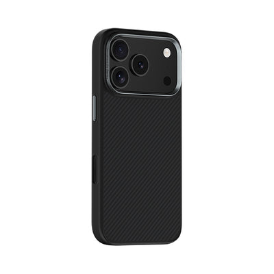 Apple iPhone 17 Pro Kılıf Karbon Fiber M-safe Şarj Özellikli Benks Hybrid ArmorPro 600D Kevlar Kapak Siyah