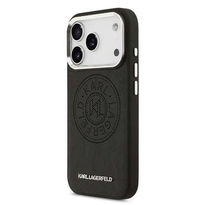 iPhone 17 Pro Kılıf Karl Lagerfeld Orjinal Lisanslı M-safe Şarj Özellikli Delikli Tasarım Metal Logolu PU Deri Kılıf