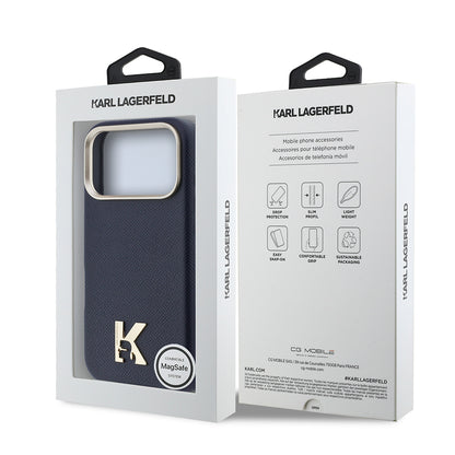 Apple iPhone 17 Pro Kılıf Karl Lagerfeld Orjinal Lisanslı M-safe Şarj Özellikli Gold Kamera Çerçeveli KHEAD Metal Logolu PU Deri Kapak